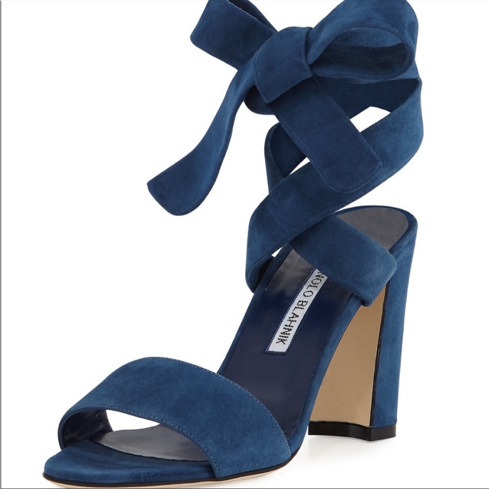 Manolo Blahnik Blue Suede Sandals